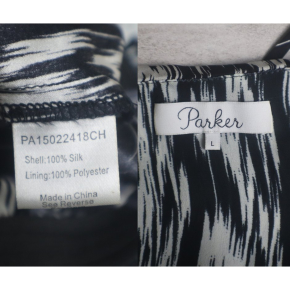 PARKER Women's Size L Liv Black White Silk Jogger Pants Jumpsuit Contemporary - Picture 7 of 9